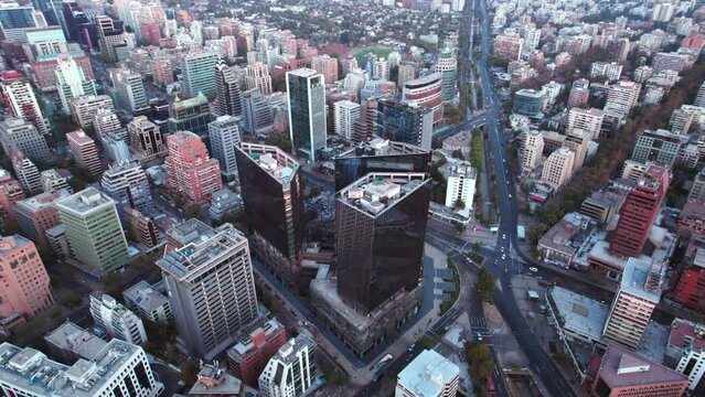 Aerial Panoramic View of Tobalaba Chile Urban Market MUT and Metropolitan Region Cityscape of Santiago during Daylight, Establishing Shot