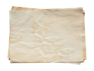 Old brown paper isolated on transparent background. Png realistic design element.