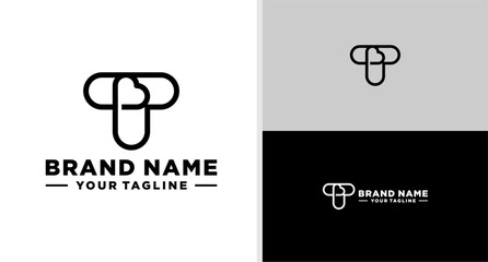 LETTER T LOGO MONOGRAM LOVE HEART LINE EDITABLE