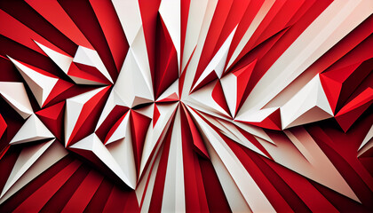 Generative AI, Organic and Geometric Shapes in Red and White