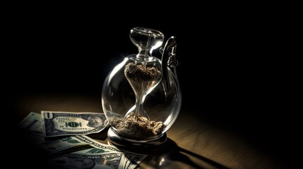 Money free us from the burden of time. Banking crisis. Deadline concept. Money income. Finance concept.