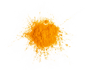 Turmeric (Curcuma) powder pile isolated on  transparent png