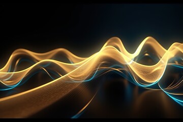 abstract futuristic background with gold glowing neon moving high speed wave lines and bokeh lights. Data transfer concept Fantastic wallpaper	