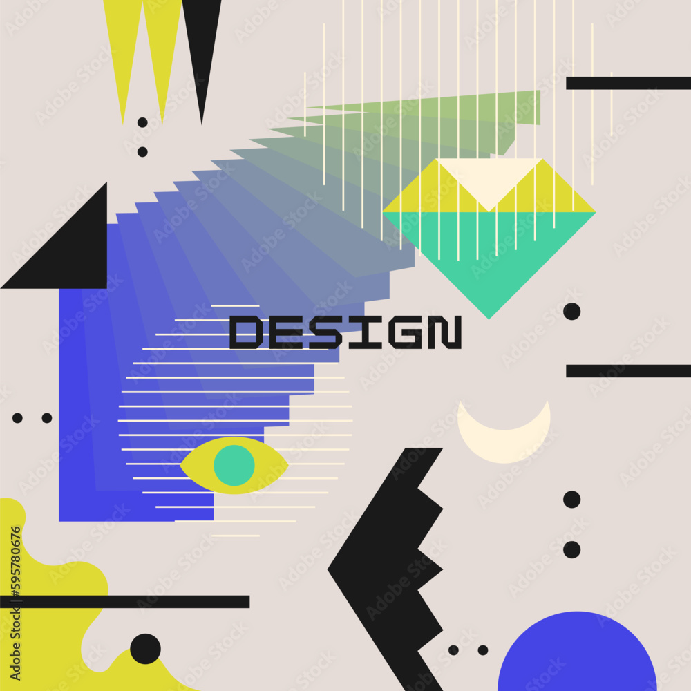 Poster modern geometric composition of various shapes. illustration for design. abstract background in the 