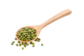 Mung beans in wood spoon isolated on  transparent png