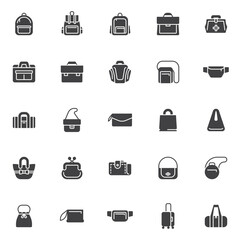 Types of bag vector icons set