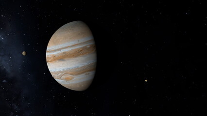 Space probe flying near Jupiter. Space exploration. 3D illustration.