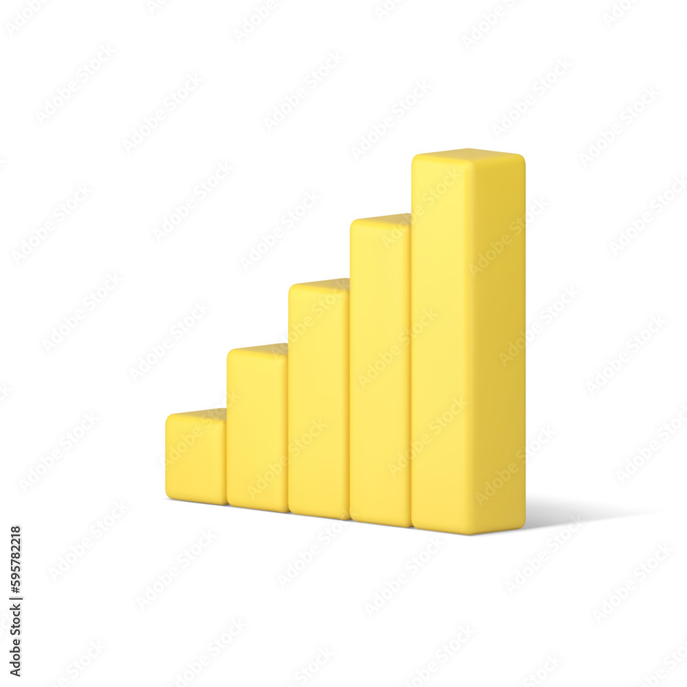 Poster chart column increase bar graph data infographic annual business analyzing 3d icon realistic vector