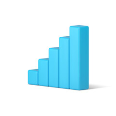 Bar diagram blue chart growth column structure scale data visualization report 3d icon vector