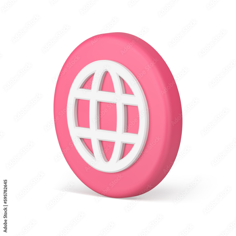 Aufkleber web page internet connection network visit digital technology pink circle badge 3d icon vector