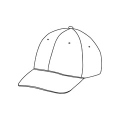 Outline Cap Template. Vector illustration. Copy space. Linear, vector, realistic, outline illustration.