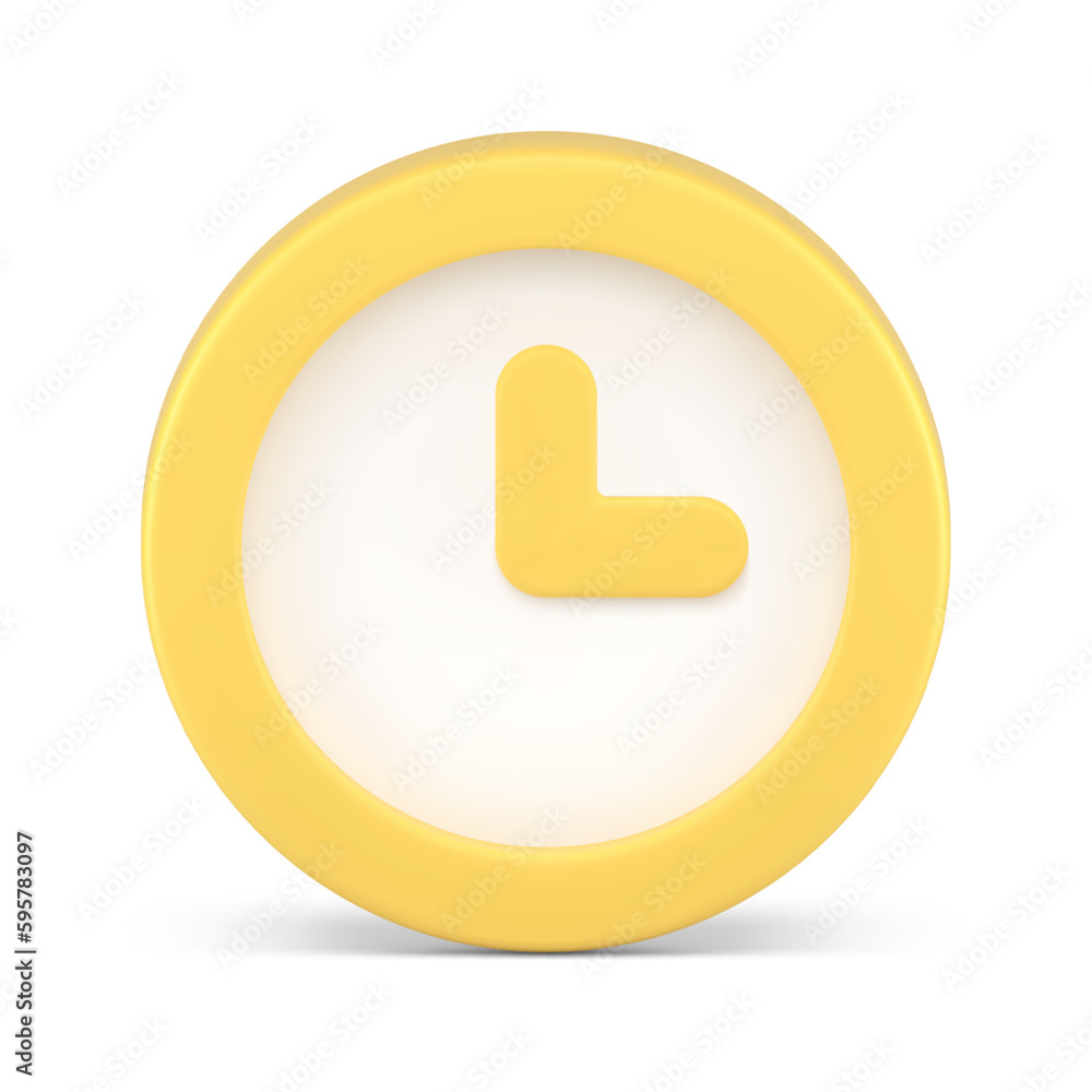 Poster stopwatch yellow timer with arrows circle badge countdown measurement 3d icon realistic vector