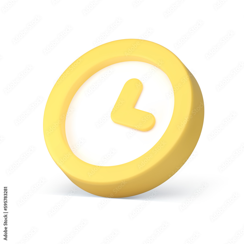 Aufkleber alarm clock time management application cyberspace interface isometric yellow badge 3d icon vector