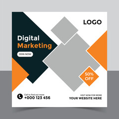 Digital marketing social media post banner template,
Creative Digital business marketing post banner template, Vector Promotion Square Banner Design