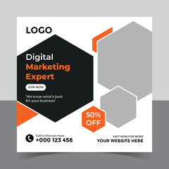 Digital marketing social media post banner template,
Creative Digital business marketing post banner template, Vector Promotion Square Banner Design
