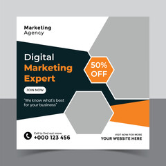 Digital marketing social media post banner template,
Creative Digital business marketing post banner template, Vector Promotion Square Banner Design