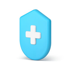 Obraz premium Aid pharmacy healthcare insurance treatment wellness cross shield badge 3d icon realistic vector