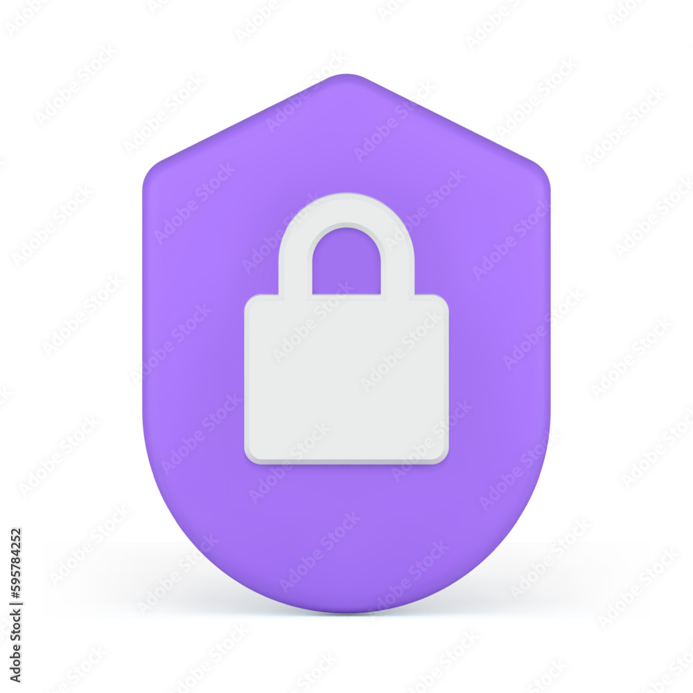 Aufkleber lock data protect padlock shield security cyber technology crime control 3d icon realistic vector