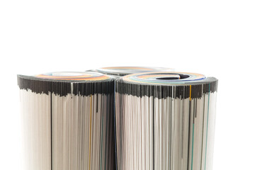 Colorful magazines close up photo