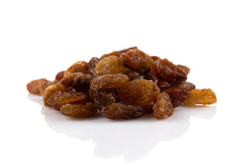 Sweet raisins on white