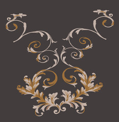 Digital illustration with brown floral design vector 