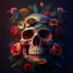 Skull with flowers