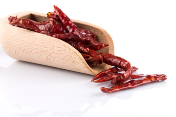 dried chili on white background