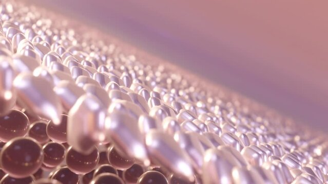 Skin layers moisturize and tighten the skin cells sagging skin. deep skin structure micro-whitening. Animation of a 3D dermal layer close-up with cell repair.