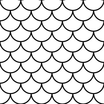 Fish, mermaid, dragon scales seamless pattern. Mermaid tail pattern. Fish and snake scale background. Abstract japanese geometric line water wave and roof tiles background. Vector illustration.