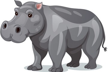 solo hippopotamus standing on a plain white background. Generative AI