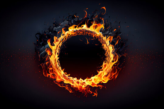 イメージ素材:燃えたぎる円形の炎のイメージ.（Generative AI）