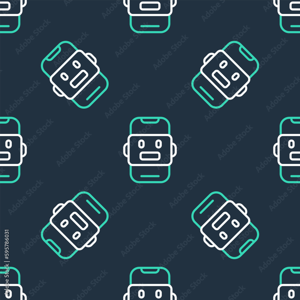 Poster line chat bot icon isolated seamless pattern on black background. chatbot icon. vector