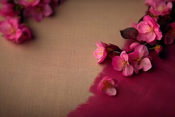 A Pink Floral Arrangement on Textured Fabric