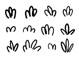 Set of black hand drawn elements with pencil texture.