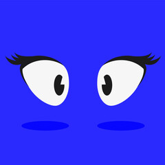 Close Up of Floating Eyes Looking At Center, Neon Purple Background