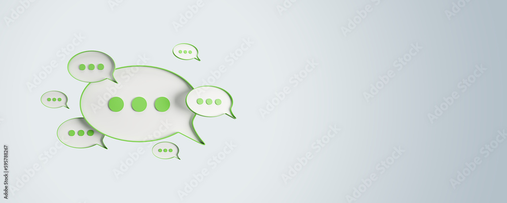 Aufkleber creative blue speech bubble on wide light background with mock up place. conversation and sms concep