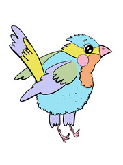 illustration color cartoon childish style character little bird spring cute coloring design element postcard cover media sticker