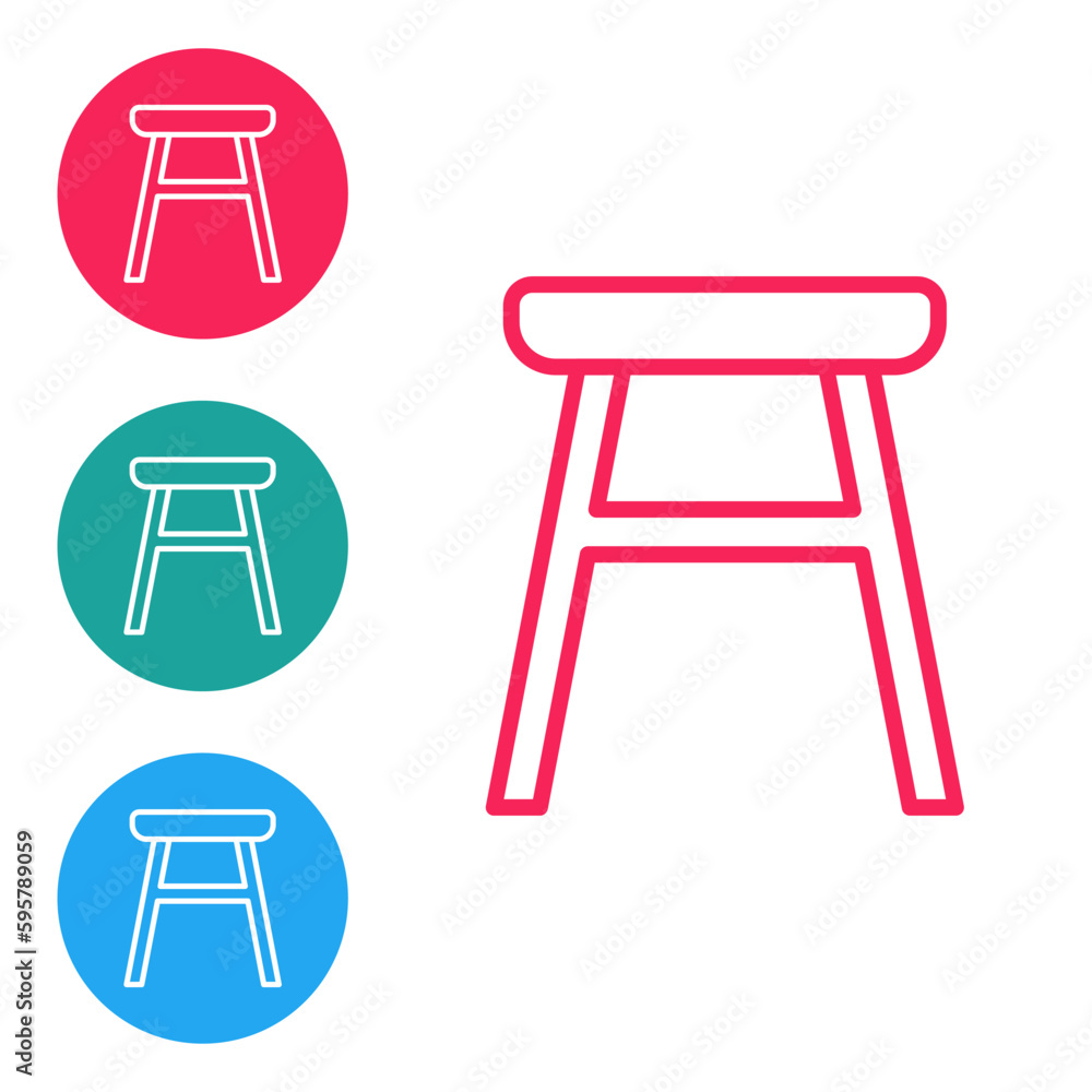 Poster red line chair icon isolated on white background. set icons in circle buttons. vector