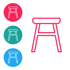 Red line Chair icon isolated on white background. Set icons in circle buttons. Vector