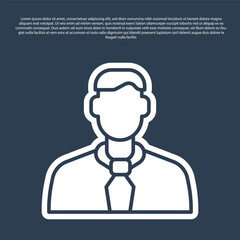 Blue line Worker icon isolated on blue background. Business avatar symbol user profile icon. Male user sign. Vector