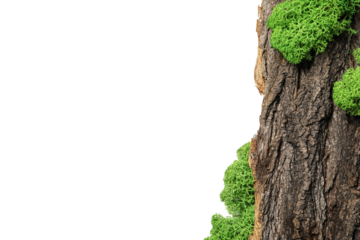 Wood with moss isolated on white background, PNG