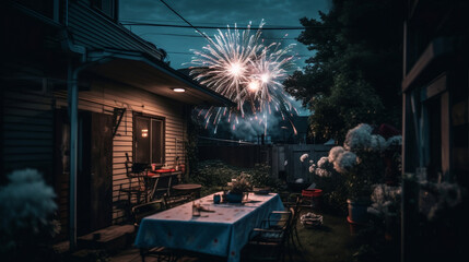 Fireworks and Atmosphere: Moody Schlieren Photography Captures Dreamy 4th of July Backyard Display - obrazy, fototapety, plakaty