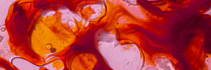 Group of different red orange smears on white background.Web banner witj copy space