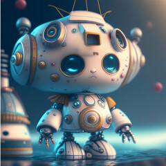 Cute little 3D animated robot