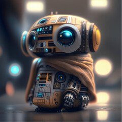 Cute little 3D animated robot Yoda