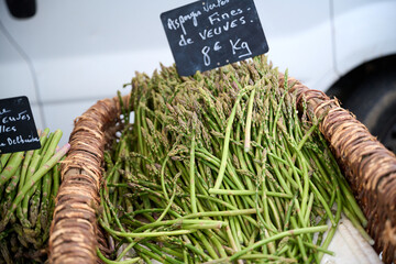 fresh asparagus in a basket