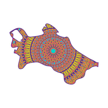 recommend clip art: Layered mandala cut file creative silhouettes set on white background. Map of Turkmenistan