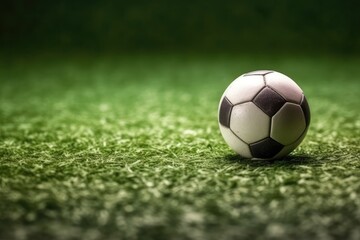soccer ball on a green field. Generative AI