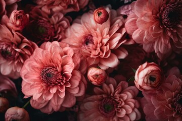 Pink flowers background for International Women's Day and Valentine's Day. Generative AI