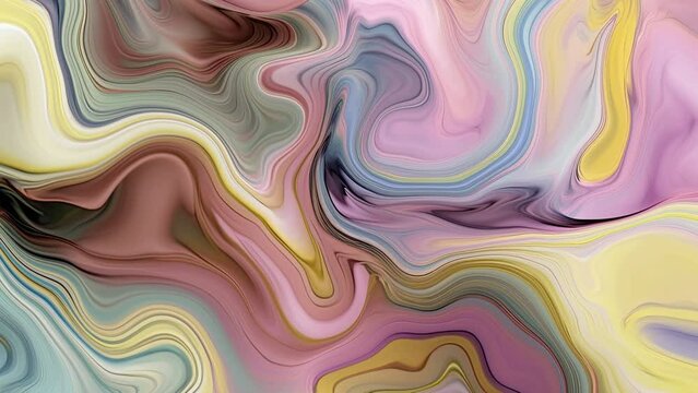Abstract pastel liquid background video, creative fluid art slowly moving with alcohol ink style and marble mixing colors, plastic concept